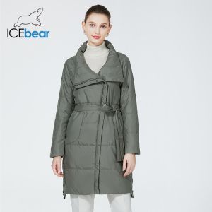 Knee Length Puffer Coats Oblique Flap Design With Embellished Letter Webbing