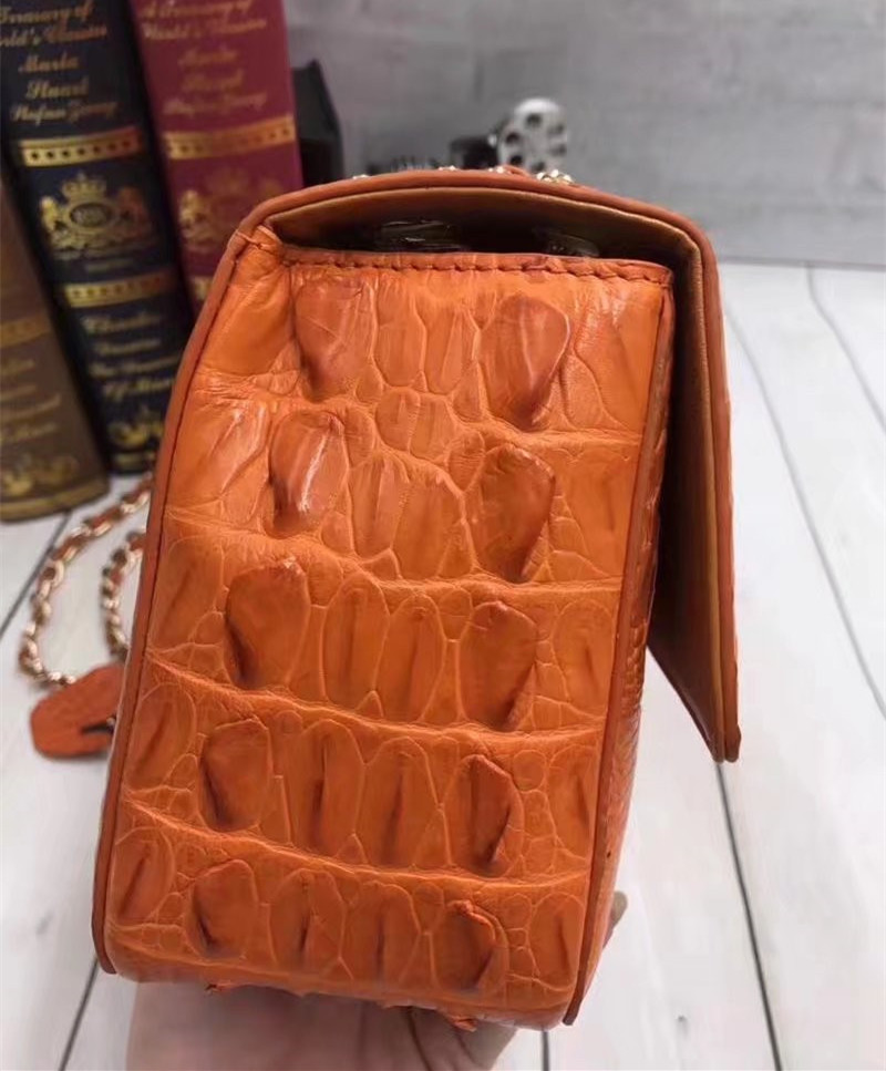 Genuine Crocodile Skin Lady Flap Purse Female Single Cross Shoulder Bag Real Alligator Leather Women's Messenger Bag