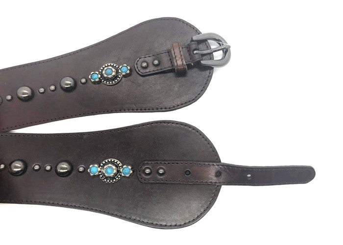 Women Genuine Leather Pin Buckle Retro Elastic Belts For Dresses / Wide Cinch Belt