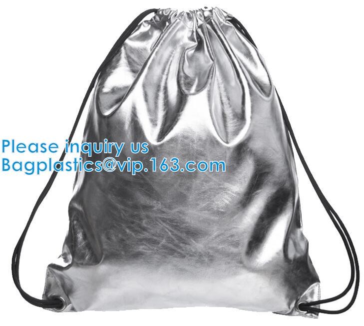 Custom Name Stamping PU Leather Drawstring Bag With Handle Waterproof Promotional Black Drawstring Bag Promotional Detai