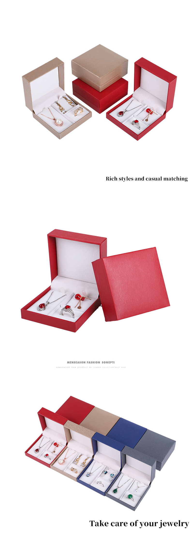 Customized Luxury Brushed Pattern Square Paper Jewelry Box for Hanhong Ring Necklace