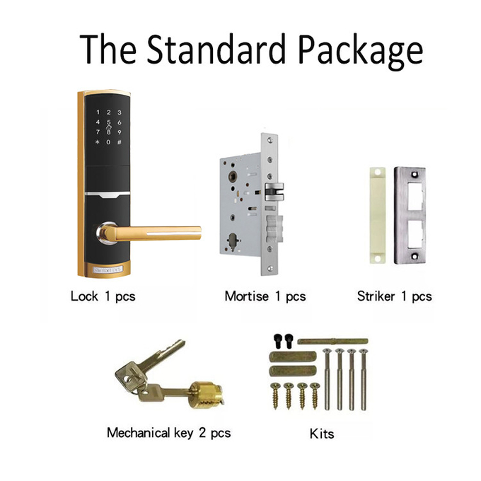 4 in 1 Keyless Entry Password Apartment Smart Door Lock with 4pcs AA Battery