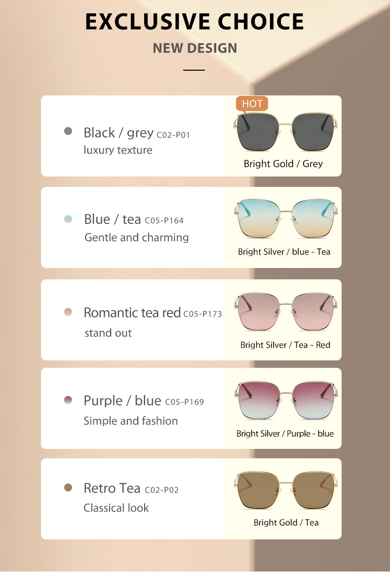 CE Square Ladies Metal Frame Sunglasses Flat Top Elastic 144mm