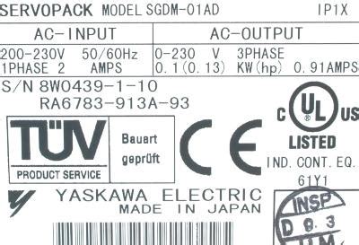 0.1Kw Output Industrial Servo Drives SGDM-01AD 50 / 60hz Input Frequency