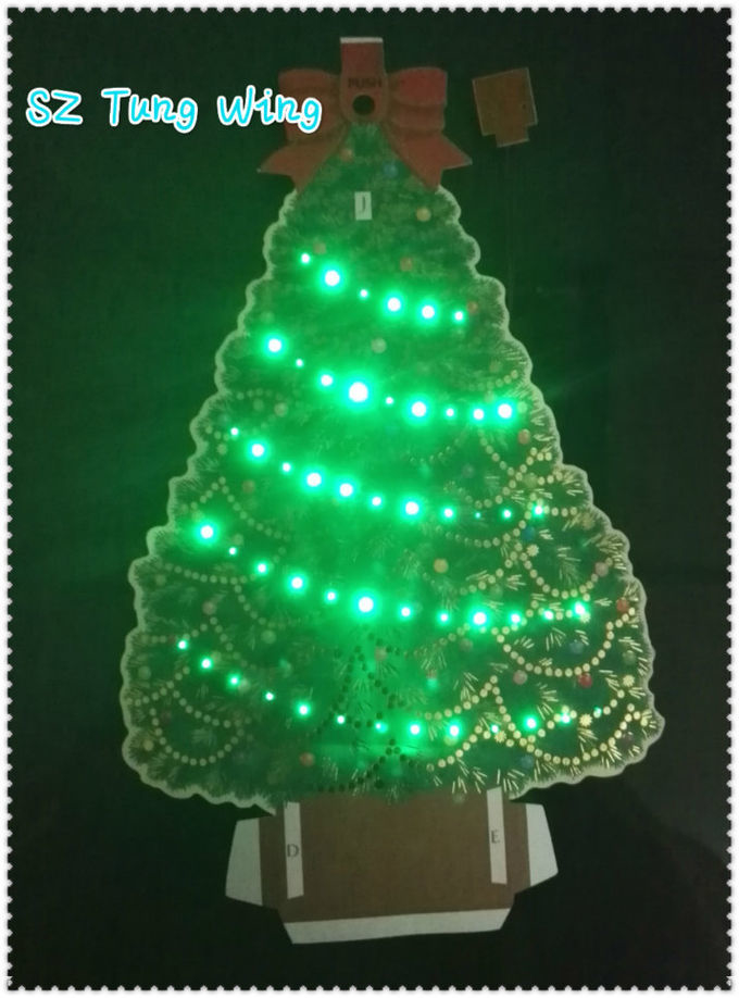 Christmas Tree Shaped Flashing LED Module , Recordable Voice Module For Greeting Cards 1
