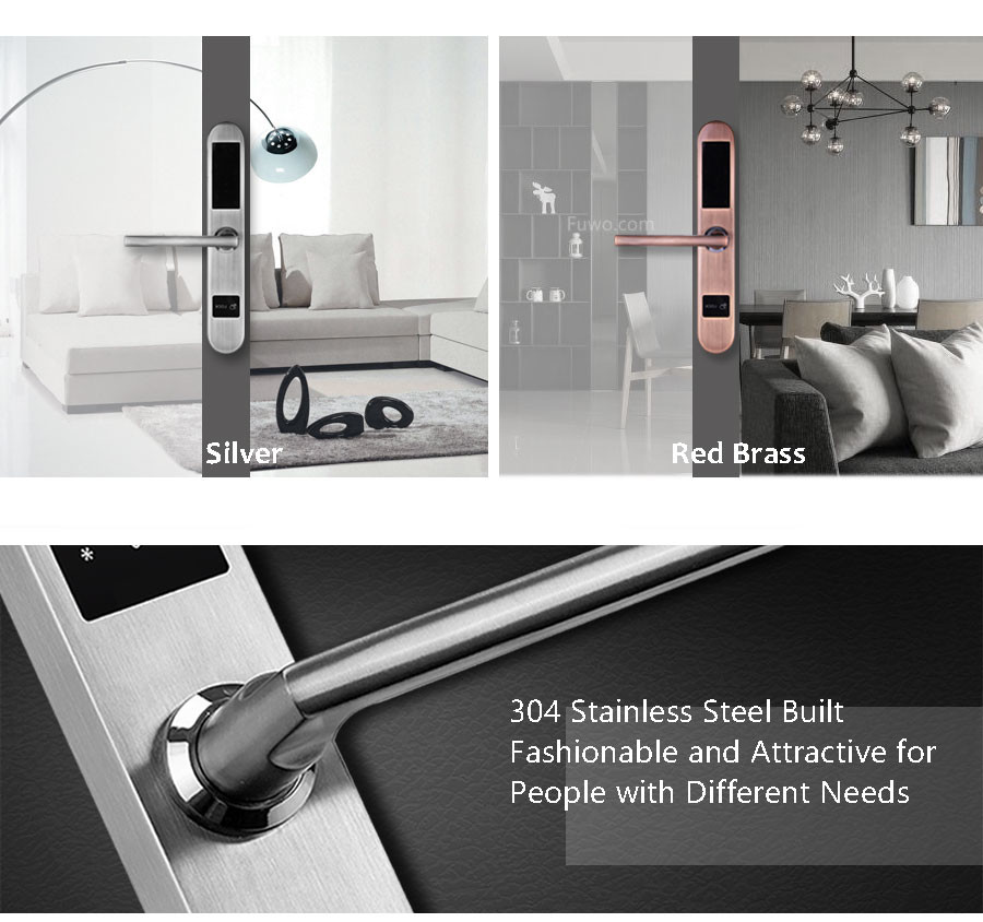 Aluminum Sliding Door Lock Smart Card Key Unlock 20% ~ 90% Working Humidity
