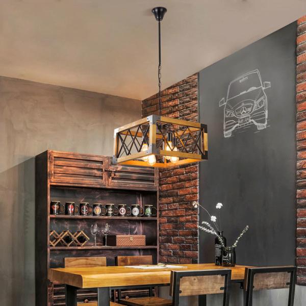 Vintage Loft Wooden Chandelier Retro Industrial Living Room Bedroom Lamp Dining