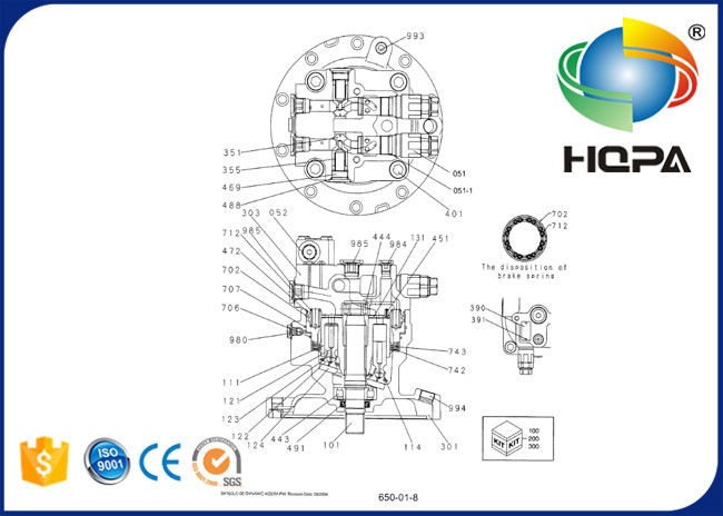 YN15V00025R400 Swing Motor Seal Kit for Excavator Kobelco SK200-8