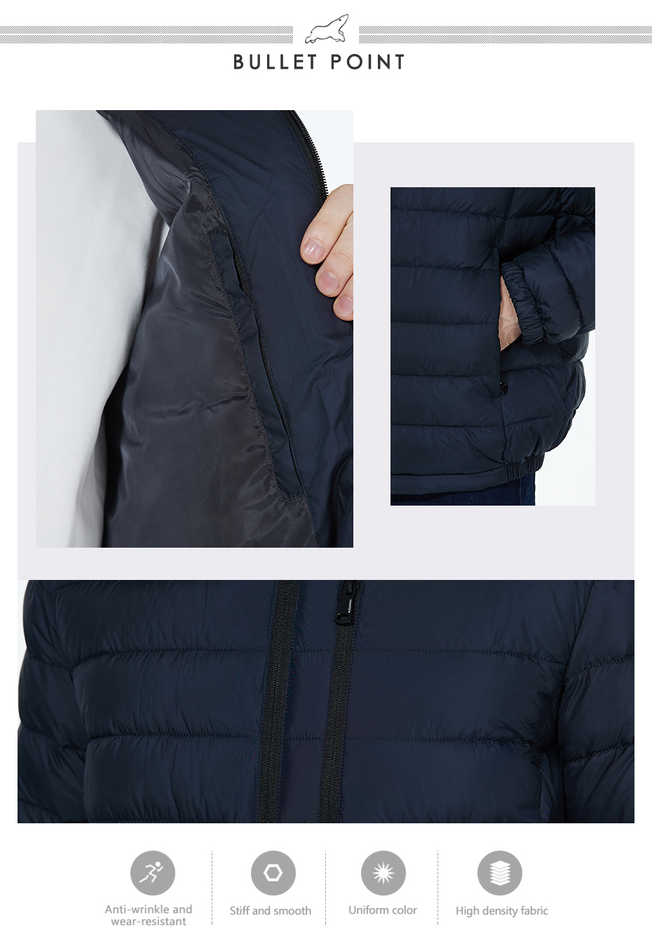 Europe winter coat, classic coat, dark blue, spring-autumn coat, Elastic hem, Elastic Cuff, daily wear