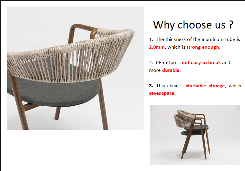 Outdoor Home Office Furniture High Back Aluminium Metal Patio Rattan Garden Chairs Set for General in Outdoor Furniture