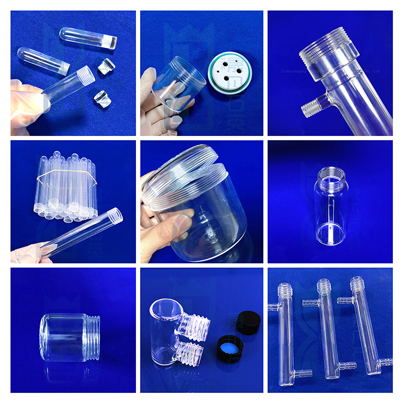 Fused Silicon Sealed Quartz Thread Pipe / Science Lab Glassware