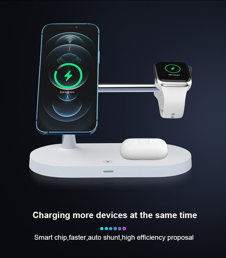 3W Earphone Charging 5-in-1 Magnetic Wireless Charger with USB Output CE/FCC/RoHS Approved