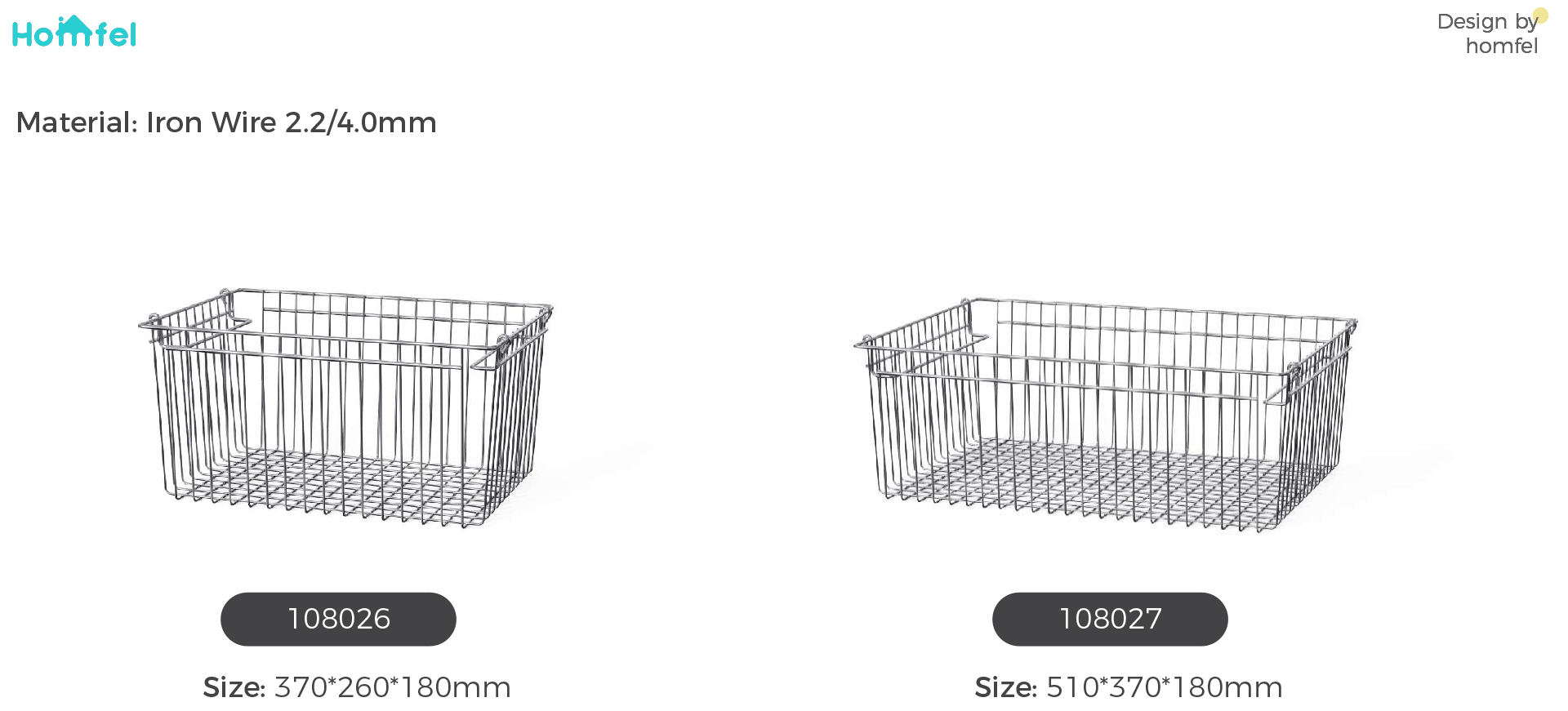 Stackable Stainless Steel Wire Basket Household Organizer 510x370x240mm
