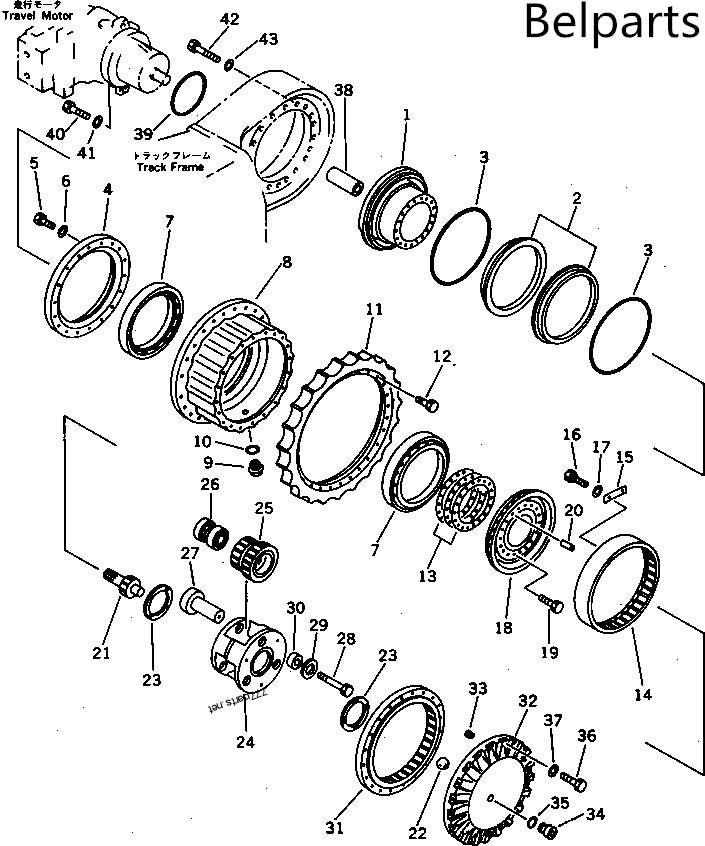Komatsu Excavator Final Drive Parts PC300-3 PC400-3 PC400LC-3 208-27-31161 Ring Gear