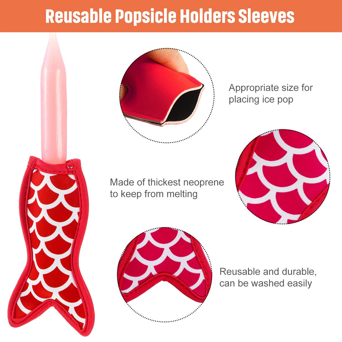 Customize Popsicle Bags Freezer Ice Pop Sleeves Neoprene Anti freezing Ice Pop Holders Fish Pattern Keep Cooler