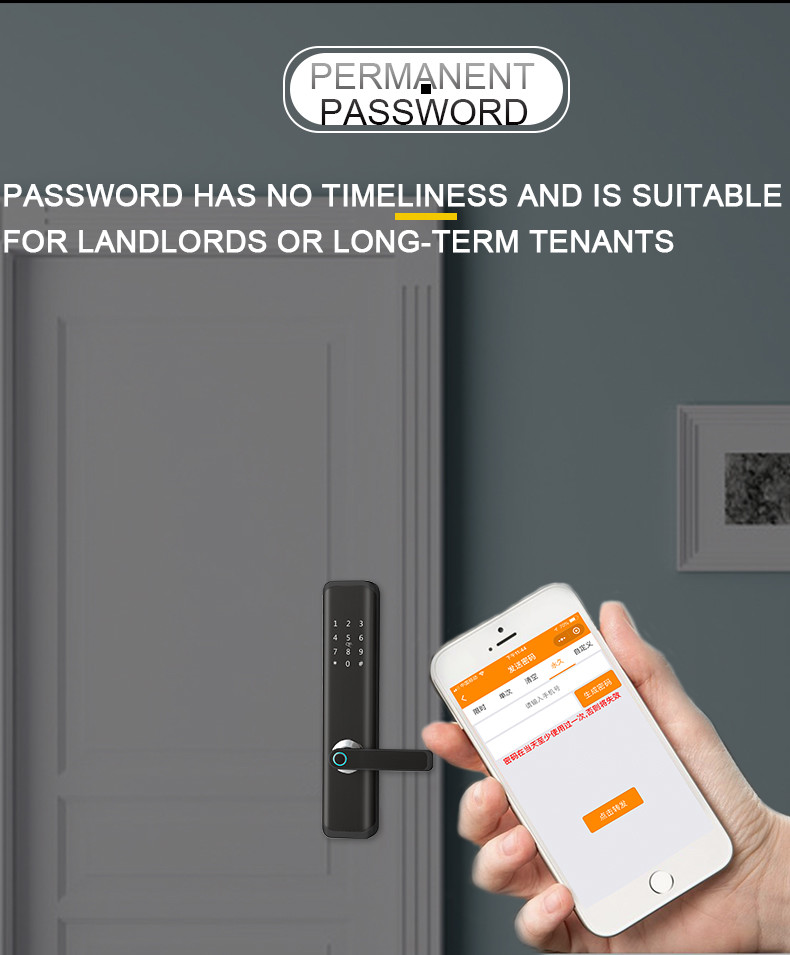 LCD Screen Fingerprint Scanner Door Lock Aluminum Alloy Electric Glass Doors