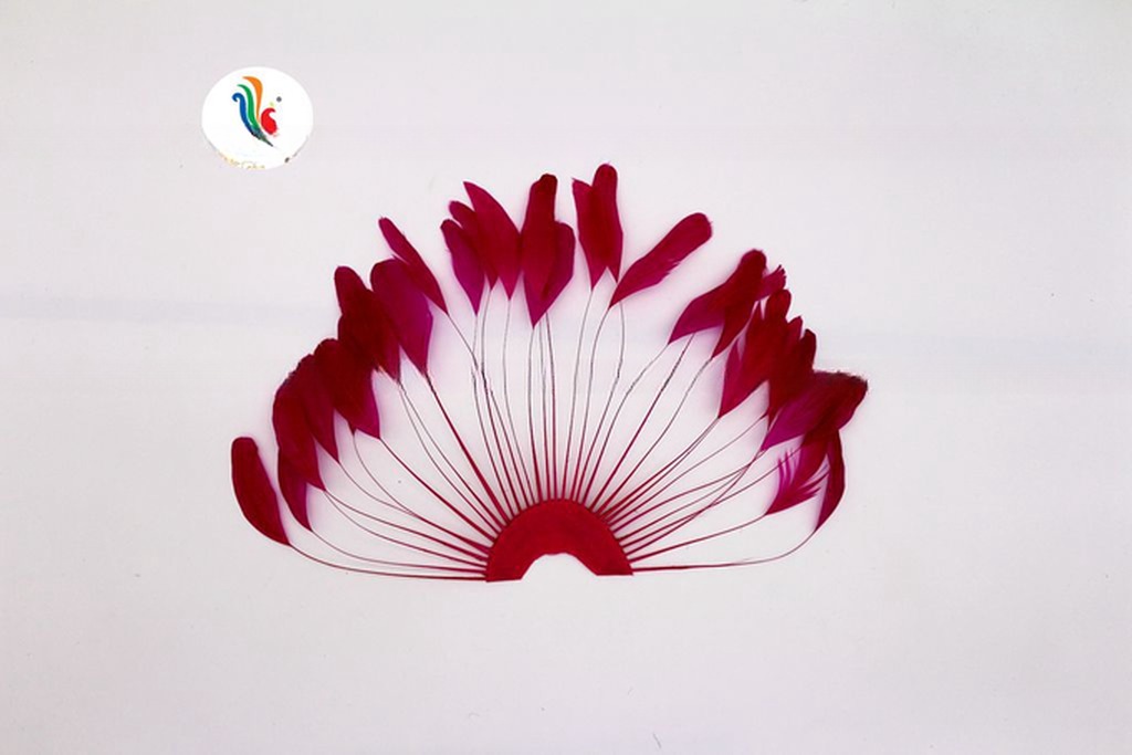 Dyed Pattern Party Decoration Stripped Coque Feather Flower Fan With Wire Accessory