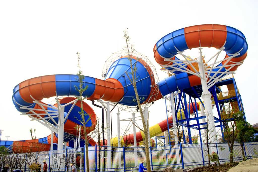 Family Rafting Aqua Park Fiberglass Waterpark Slide 6 Person/time