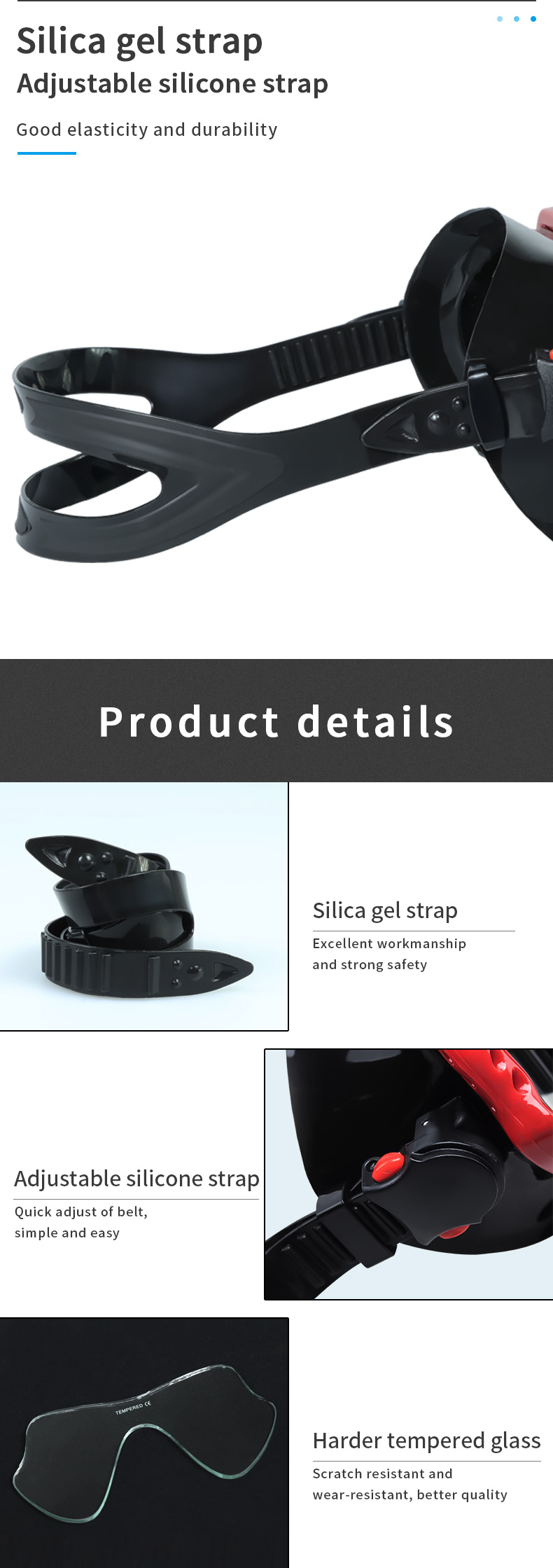 Tempered Glass Lens Diving Mask Junior Snorkel Set Silicone PC PVC