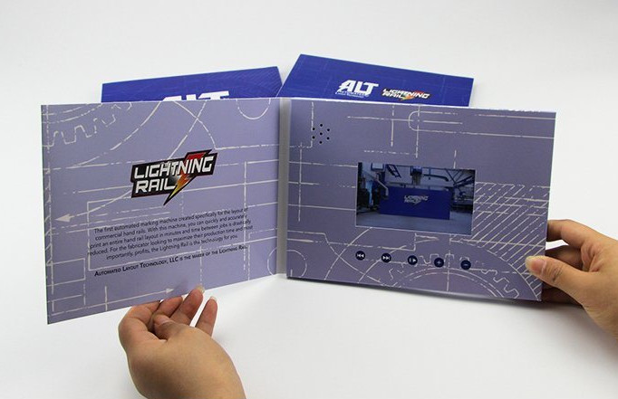 Full print 4.3 inch video flyer,quality lcd video mailer card,digital video catalogue brochure