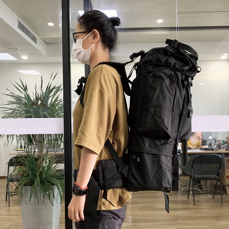 Oxford Material Black 65L Multi-function Backpack for Outdoor Hiking Camping Trekking