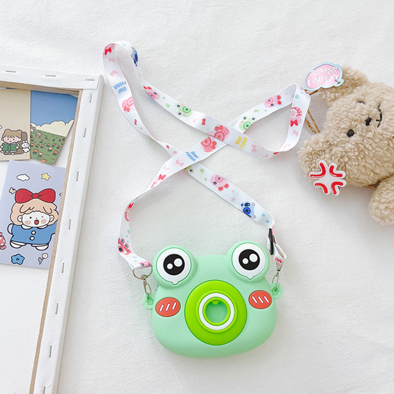 Cute Frog Silicone Pencil Box School Supplies Pencil Case For Kids Makeup Bag Shoulder Bag For Christmas Birthday Gift