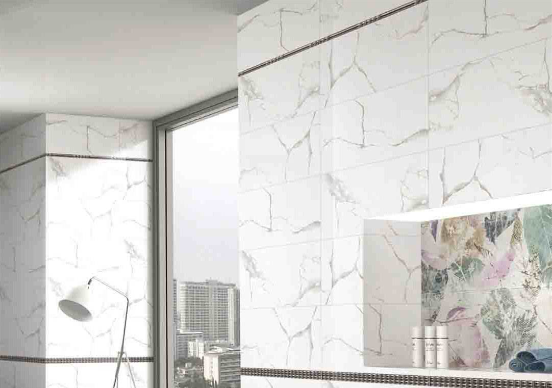 Super White Porcelain Tile For Exterior Walls 300x600 mm Shower Wall Panels