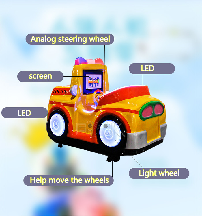 Fiber Glass Luxury Yellow Police rocking car kids machine coin kiddie ride swing on toys for children