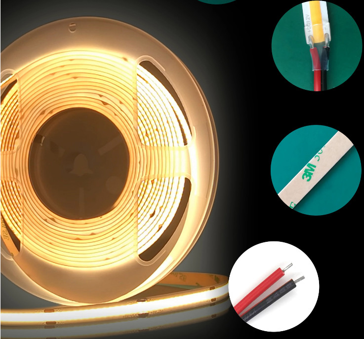 Light White Red Blue Dotless Flip Chip On Board DC24V 6500k led strip