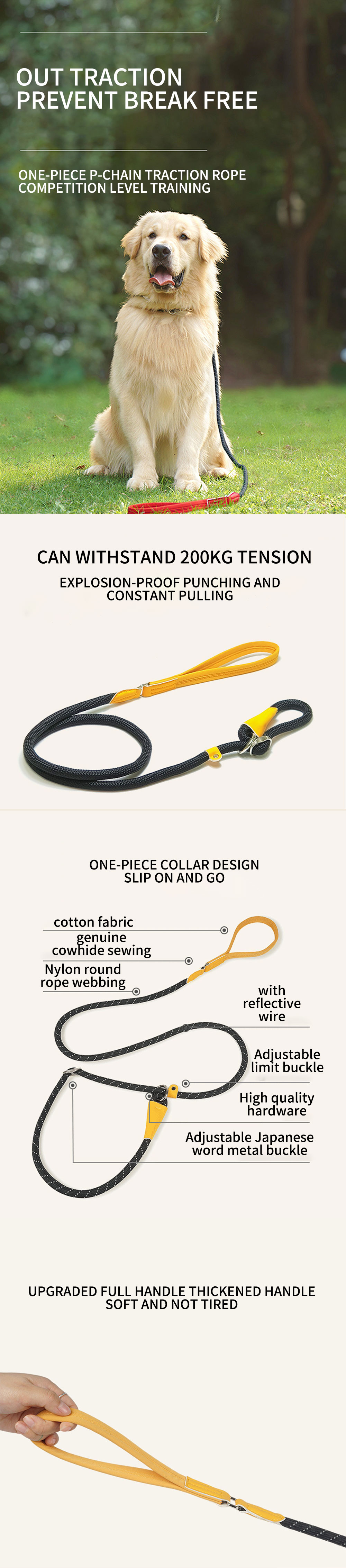 Quick Release Military Dog Lead ODM Tactical Retractable Dog Leash Nylon