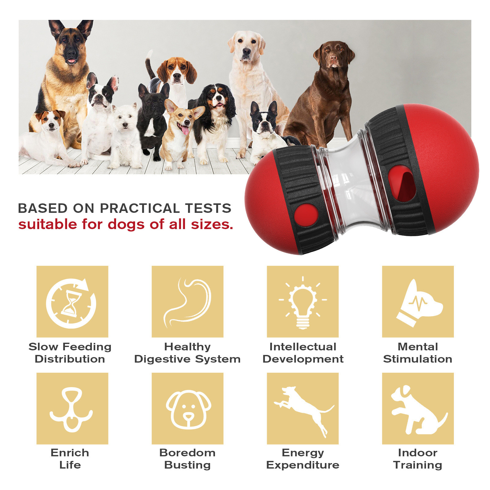 Durable Rotating Treat Dispenser Dog Toy - Super Ball Edition