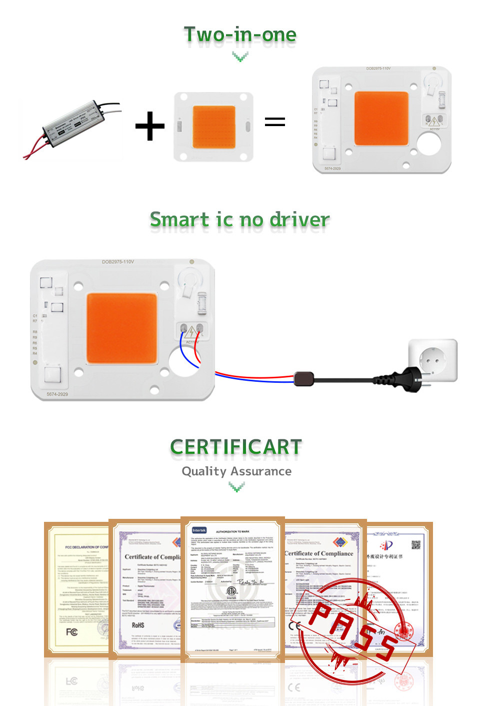 3000lm COB LED Module COB Chip 50Watt 6000K For Commercial Lighting Solutions