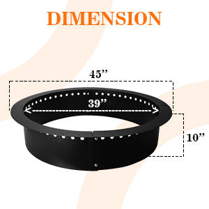 Smokeless Fire Pit Insert Steel 45" Round Foldable Fire Pit Ring with Air Vents and Coller Support