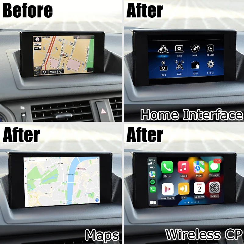 Lexus CT200h Android 11 video interface carplay android auto base on Qualcomm 8+128GB