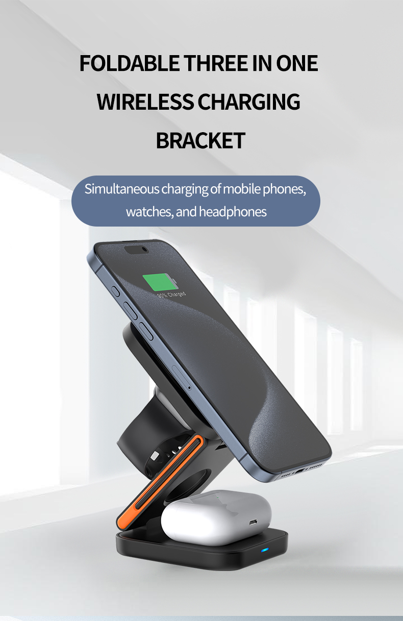 Over Charging Protection 3 In 1 Wireless Charger Stand IPhone And Samsung Watch