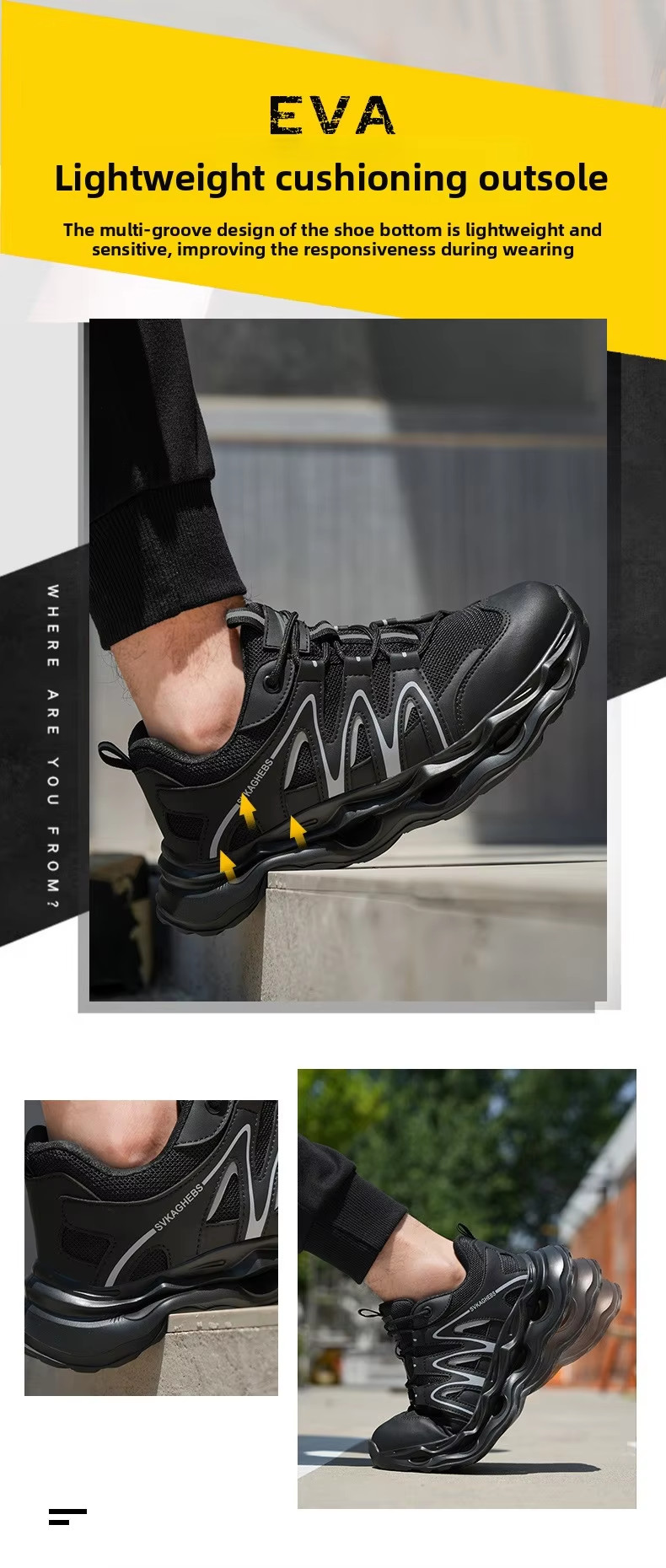 Breathable Microfiber Leather Mesh Safety Shoes Kevlar Anti-stab Work Shoes Steel Toe Anti-smashing EVA Sole