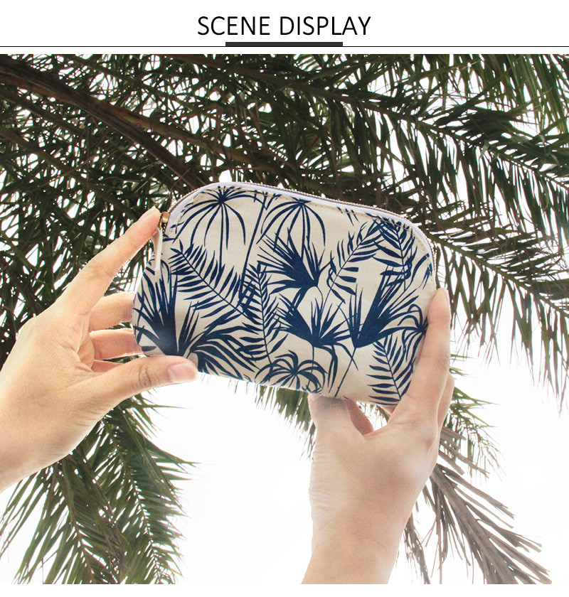Beauty Eco Friendly Canvas Portable Floral Cosmetic Bag