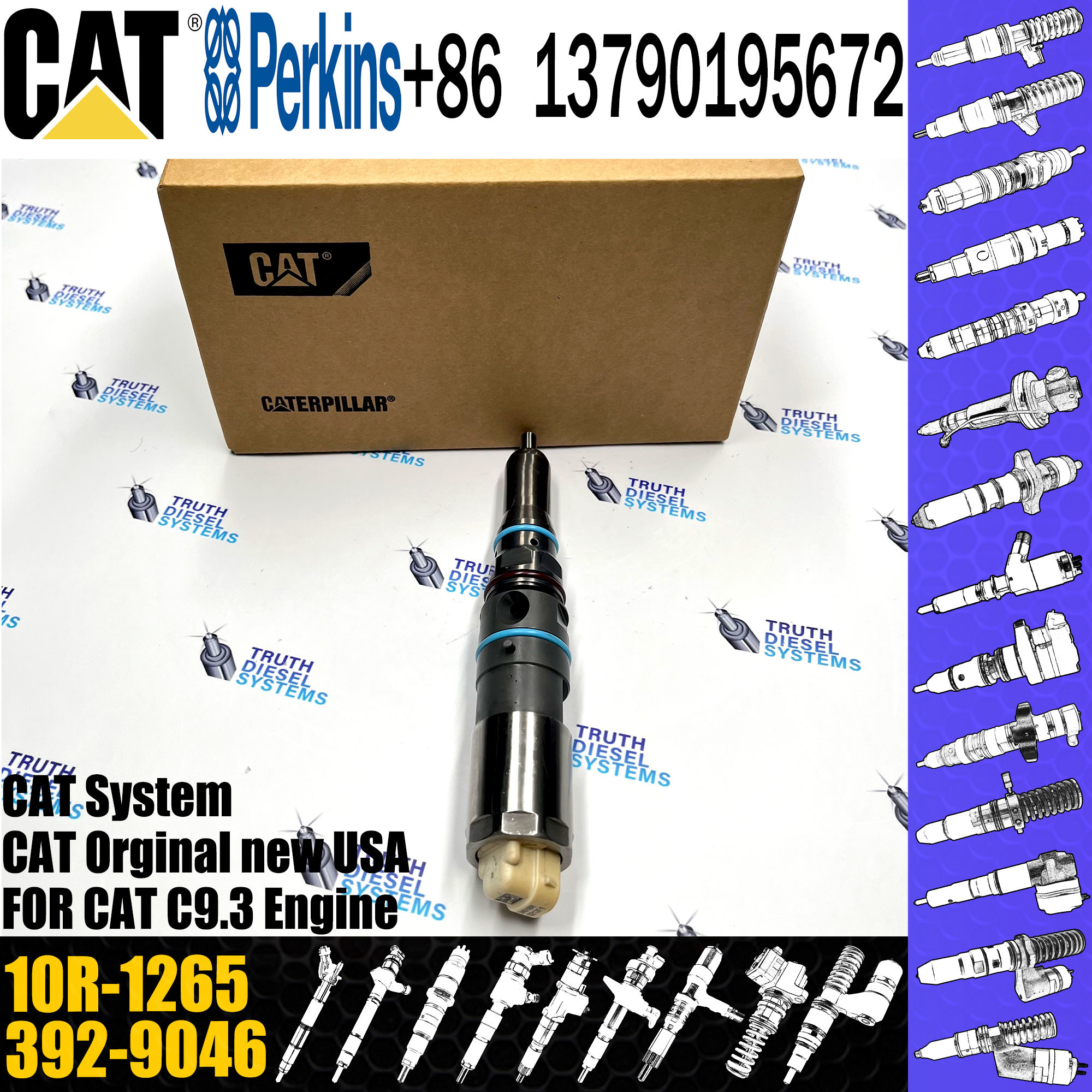 Fuel Injector 10R-1265 392-9046 173-9379 456-3509 138-8756 456-3589 for Caterpillar Caterpillar C9.3