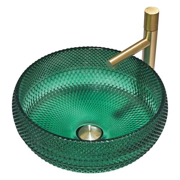European Style Round Shaped Glass Vessel Basins Crystal Bathroom Wash Sinks