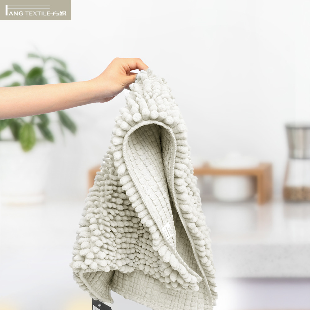 Rectangle Backing Slip Resistant Chenille Bathroom Mats Chenille Fiber Toilet Rug