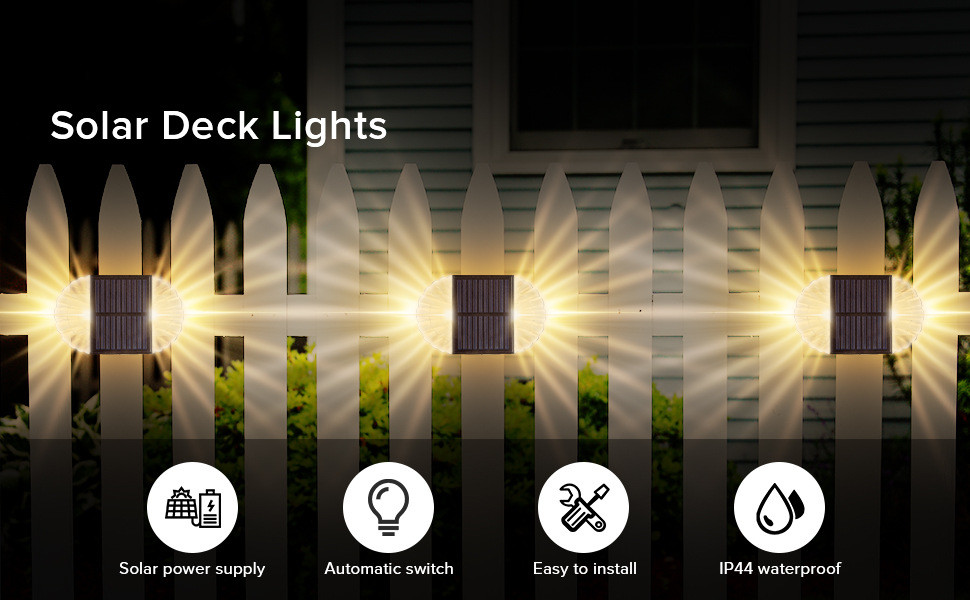 2000K Solar Powered Fence Lights IP44 Outdoor Decorative LED Light 5V