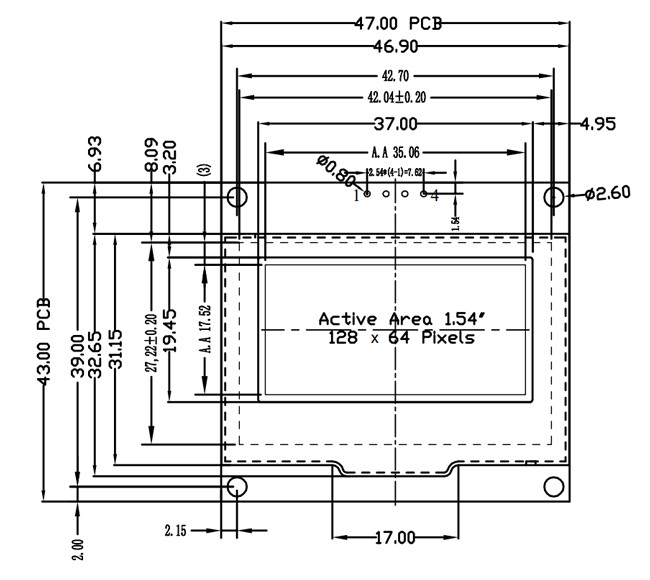 1.54-Inch SSD1309 Graphic OLED Display - 128x64 Resolution with I2C Interface
