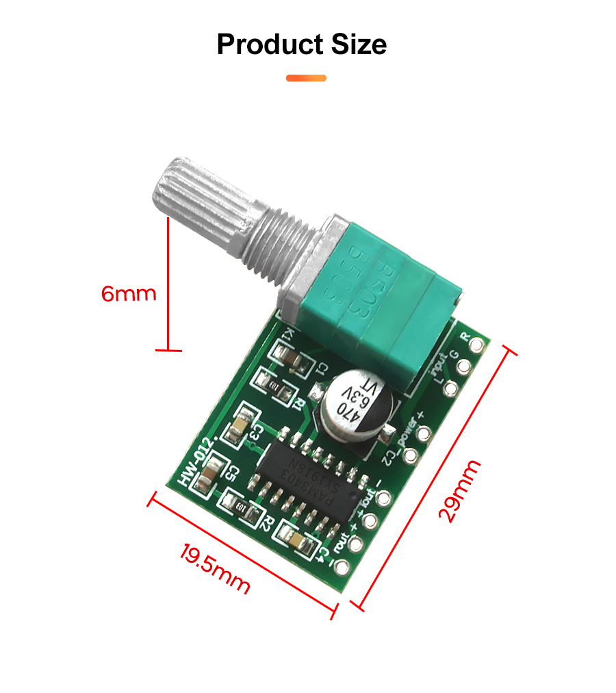 GF1002 PAM8403 Audio Amplifier Board with USB Power and Potentiometer 2 Channels 2.0