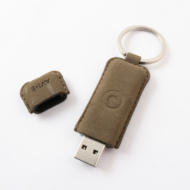 Graded A Full Memory Leather USB Flash Drive With Custom Logo Printing