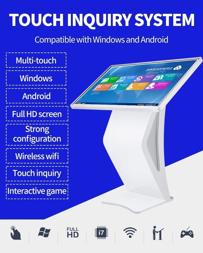 Exhibition Hall Interactive Self Service Kiosk 21.5 32 43 55'' Android Windows