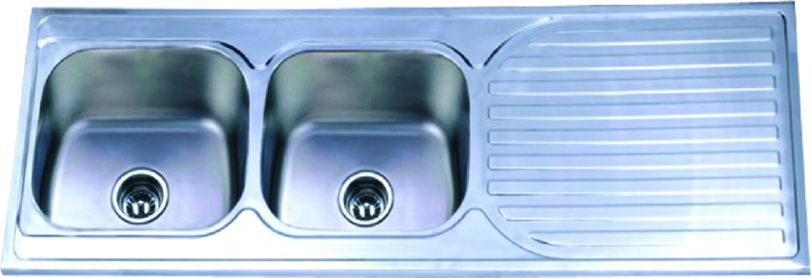 2 Faucet Double Bowl Kitchen Sink Mirror Polish Above Counter Installation Type