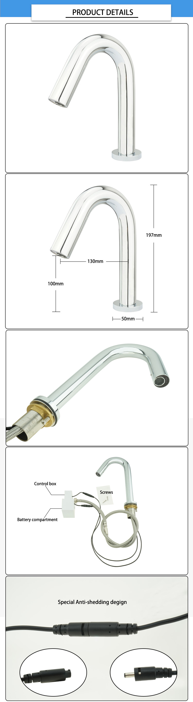 Contemporary IP65 0.3 Seconds Commercial Sensor Faucet