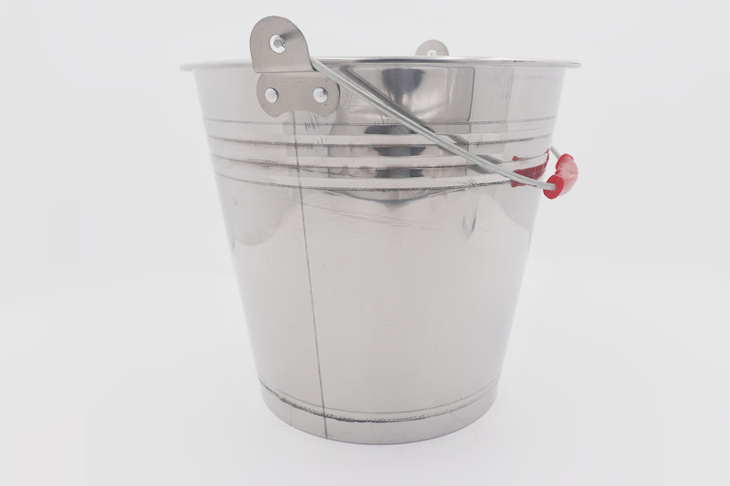 30L Fine polishing metal pail folding water bucket 201#stainless steel classic water barrel