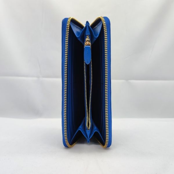 Genuine Leather Women Wallets With Zipper Fashion Blue Long Ladies Purse WA14