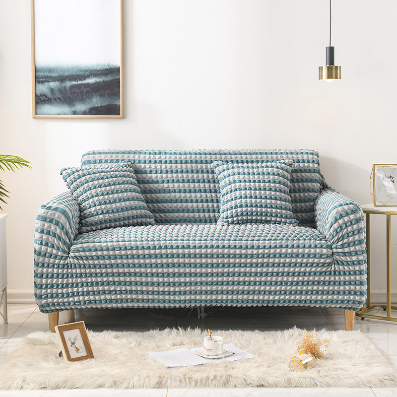 Super Elastic Three-seat Sofa Covers in Light Luxury Style with Seersucker Fabric